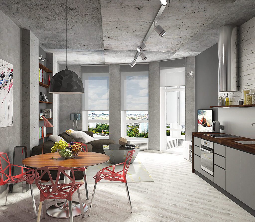 Grafit Loft / 3d render Design Project by Iryna Tereshchecnko.