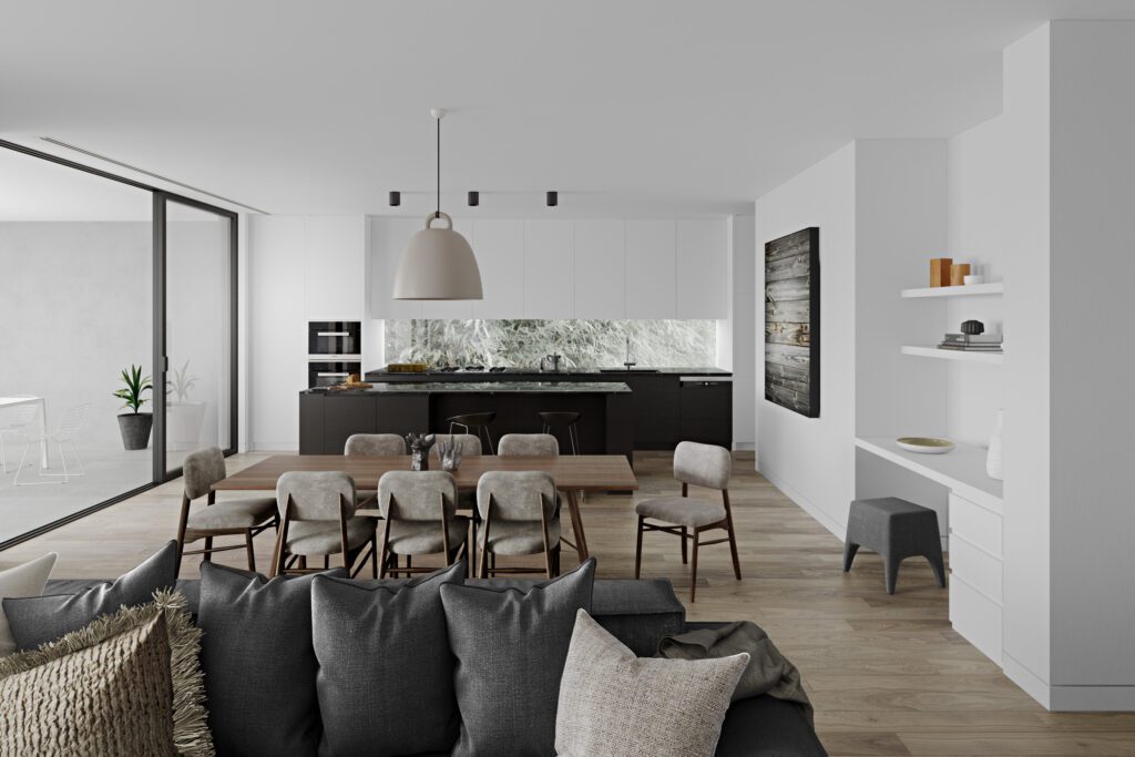Minimalistic Living-Room / 3d render Design Project by Iryna Tereshchecnko.