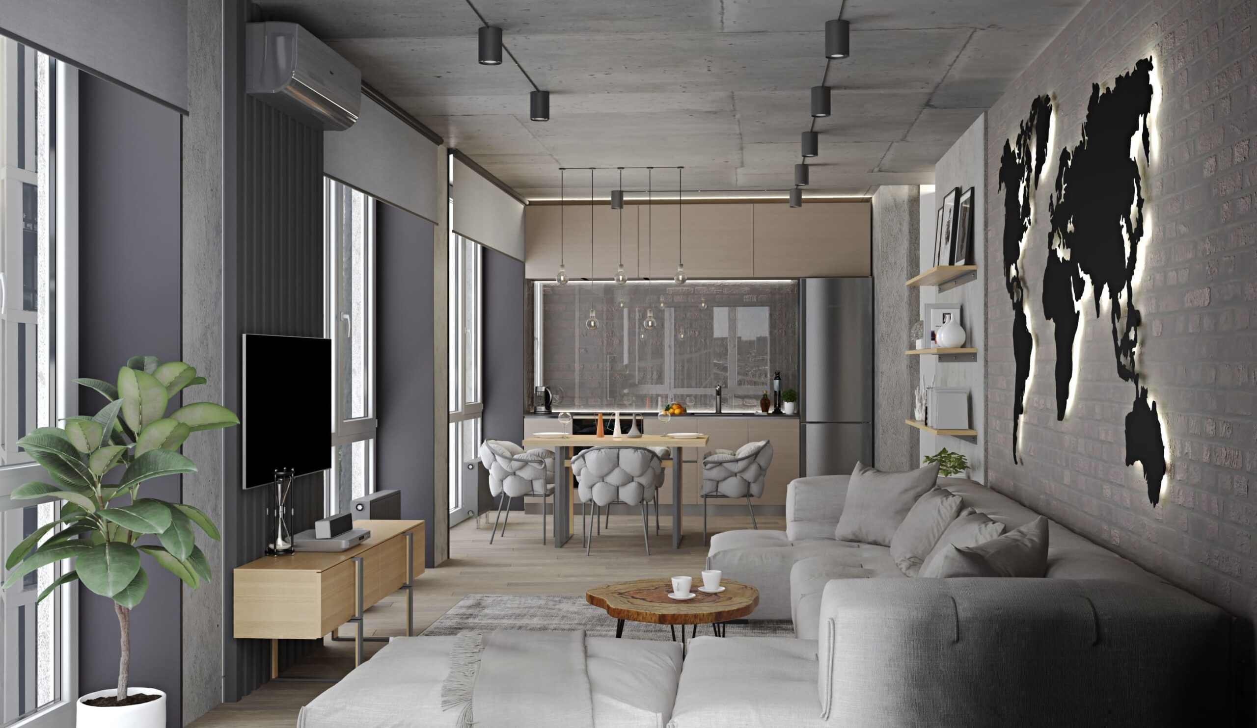 Interior designer Iryna Tereshchenko. Grey Loft.