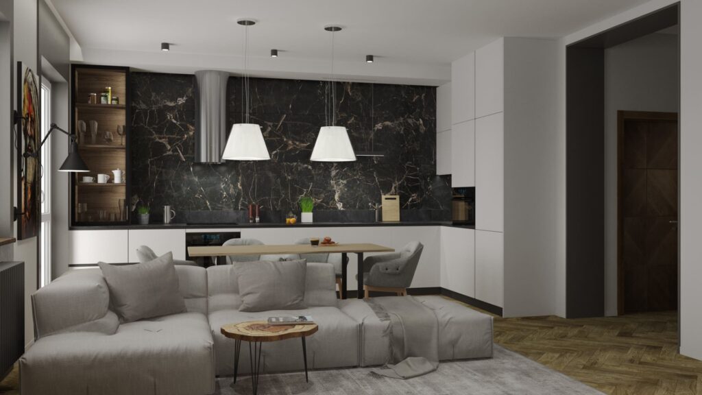 Townhouse Oksamyt / 3d render Design Project by Iryna Tereshchecnko.